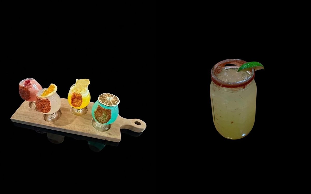 House margaritas in several fruit flavors at Playa Grande
